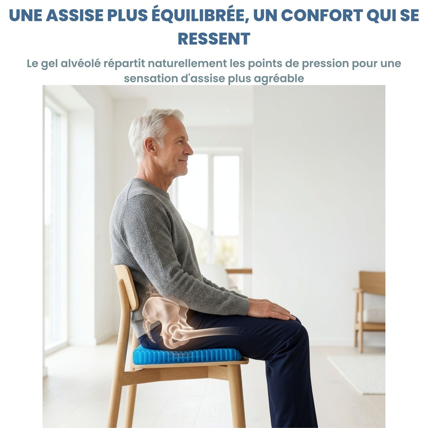 dosserein™ – Le coussin ergonomique pour les séniors qui veulent retrouver le plaisir de rester assis.